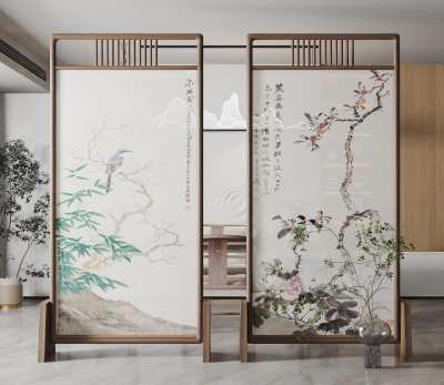 新中式屏风3D模型下载